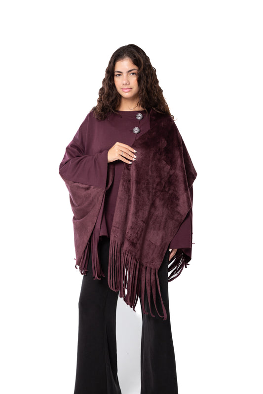 Burgundy Fringed Cardigan