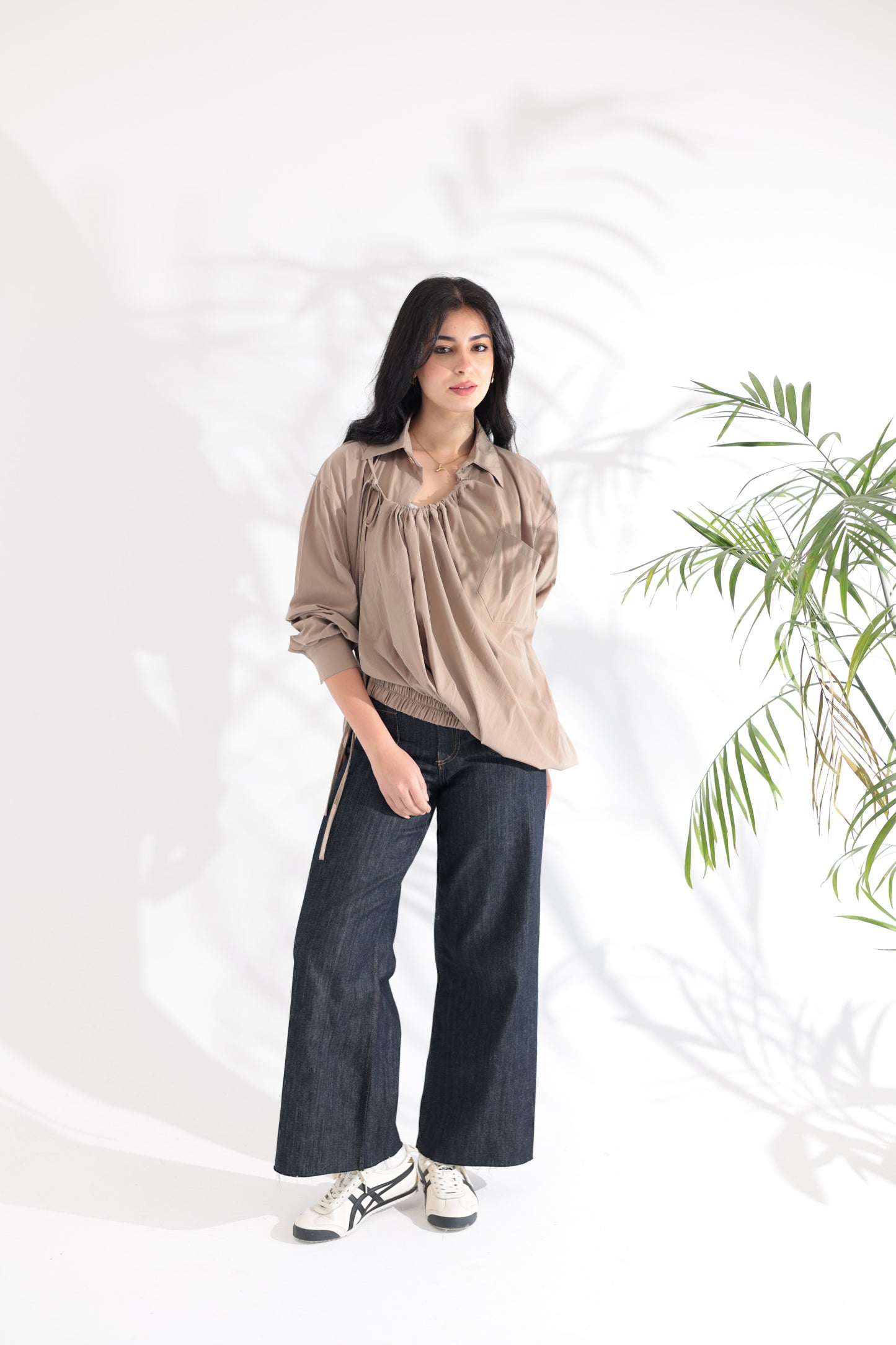 Tie-Up Beige Shirt