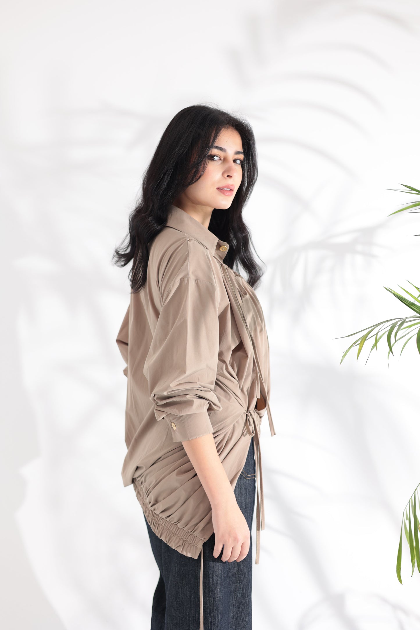Tie-Up Beige Shirt