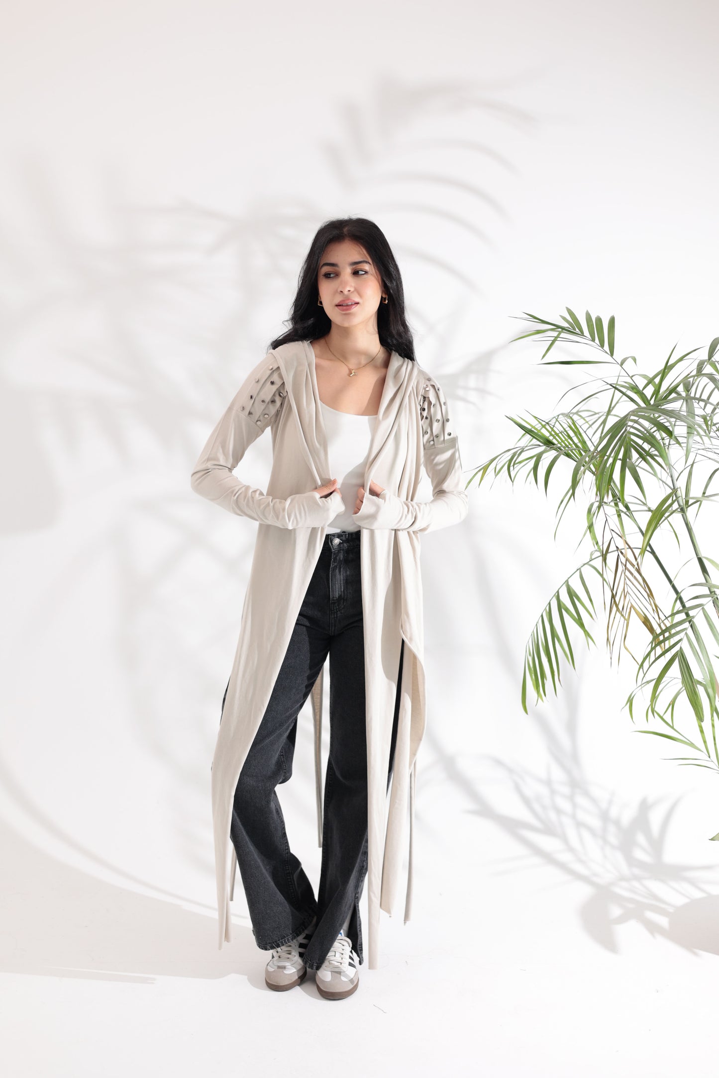 Studded Greige Cardigan