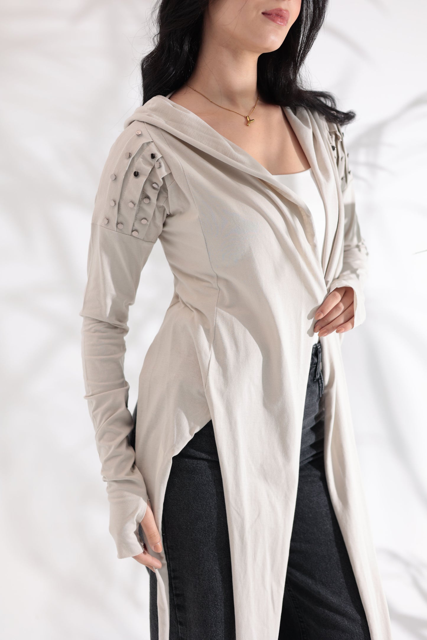 Studded Greige Cardigan