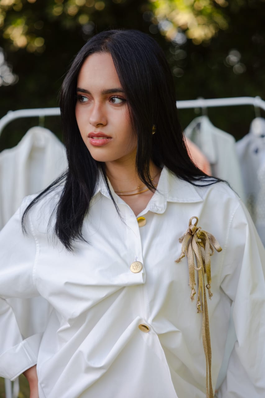 Golden Bow Poplin Shirt