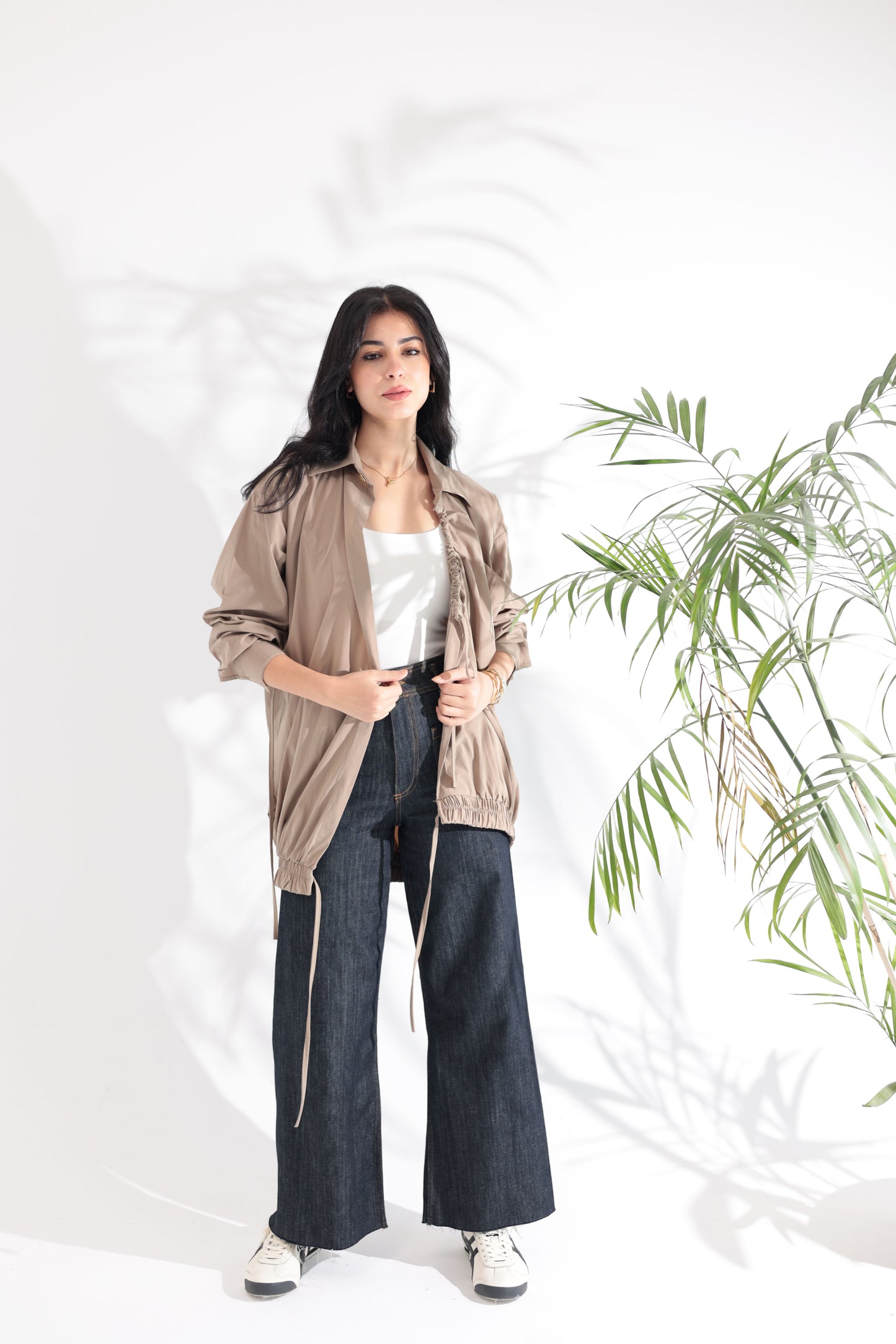 Tie-Up Beige Shirt