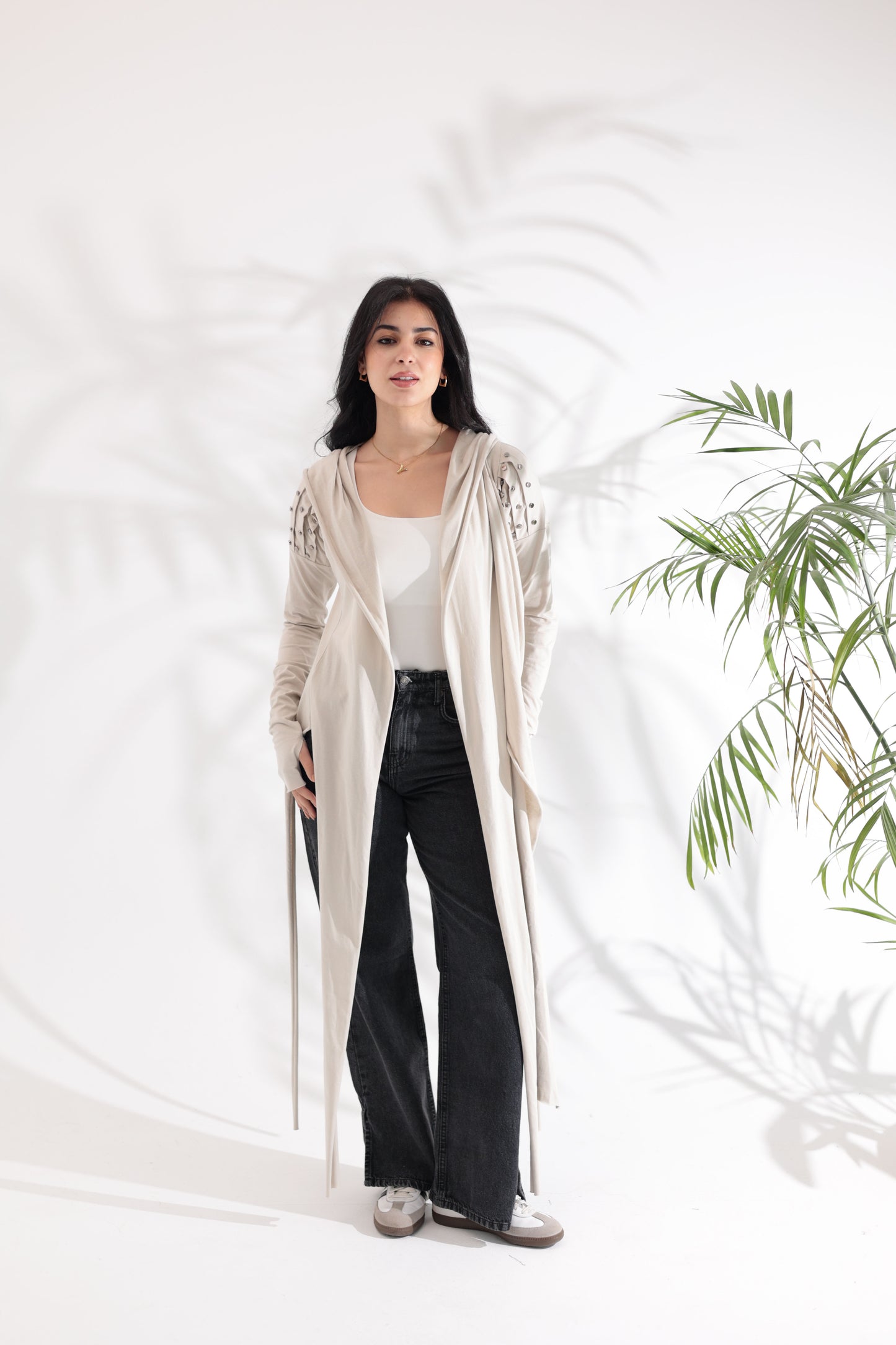 Studded Greige Cardigan