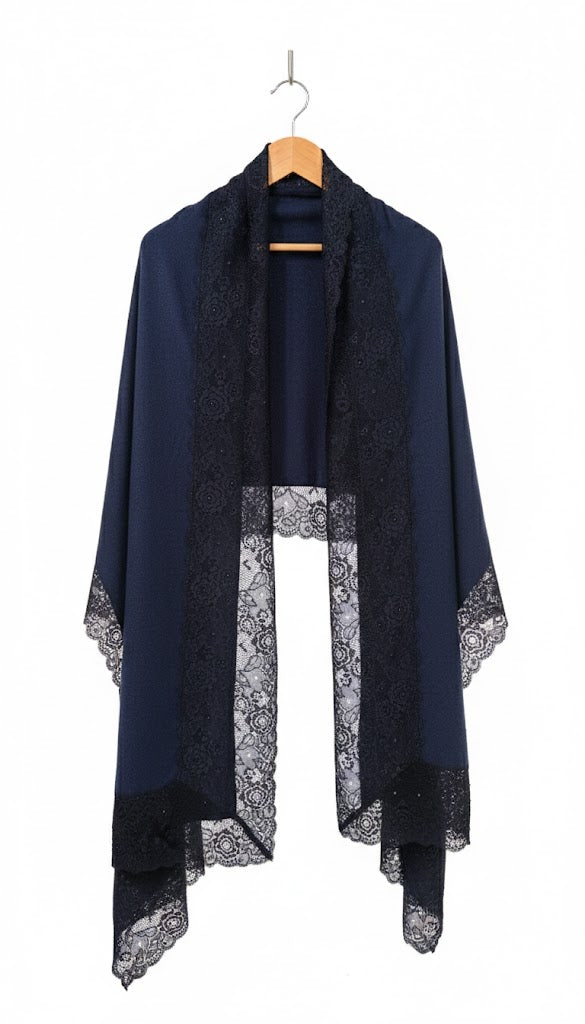 Navy Blue Wool Scarf