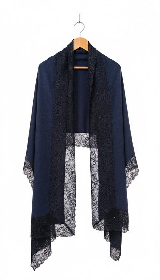 Navy Blue Wool Scarf