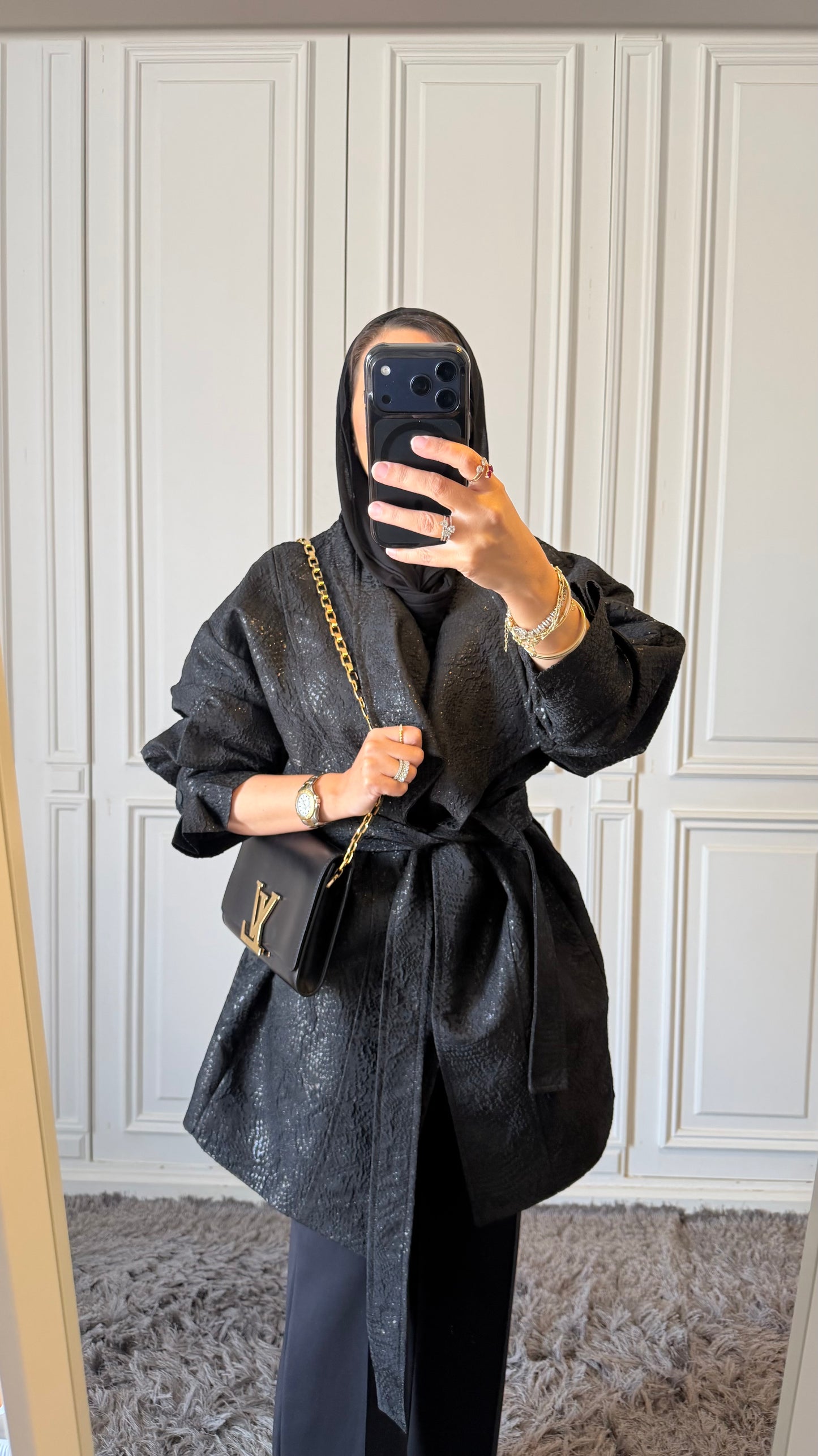 Black Brocade Long Jacket