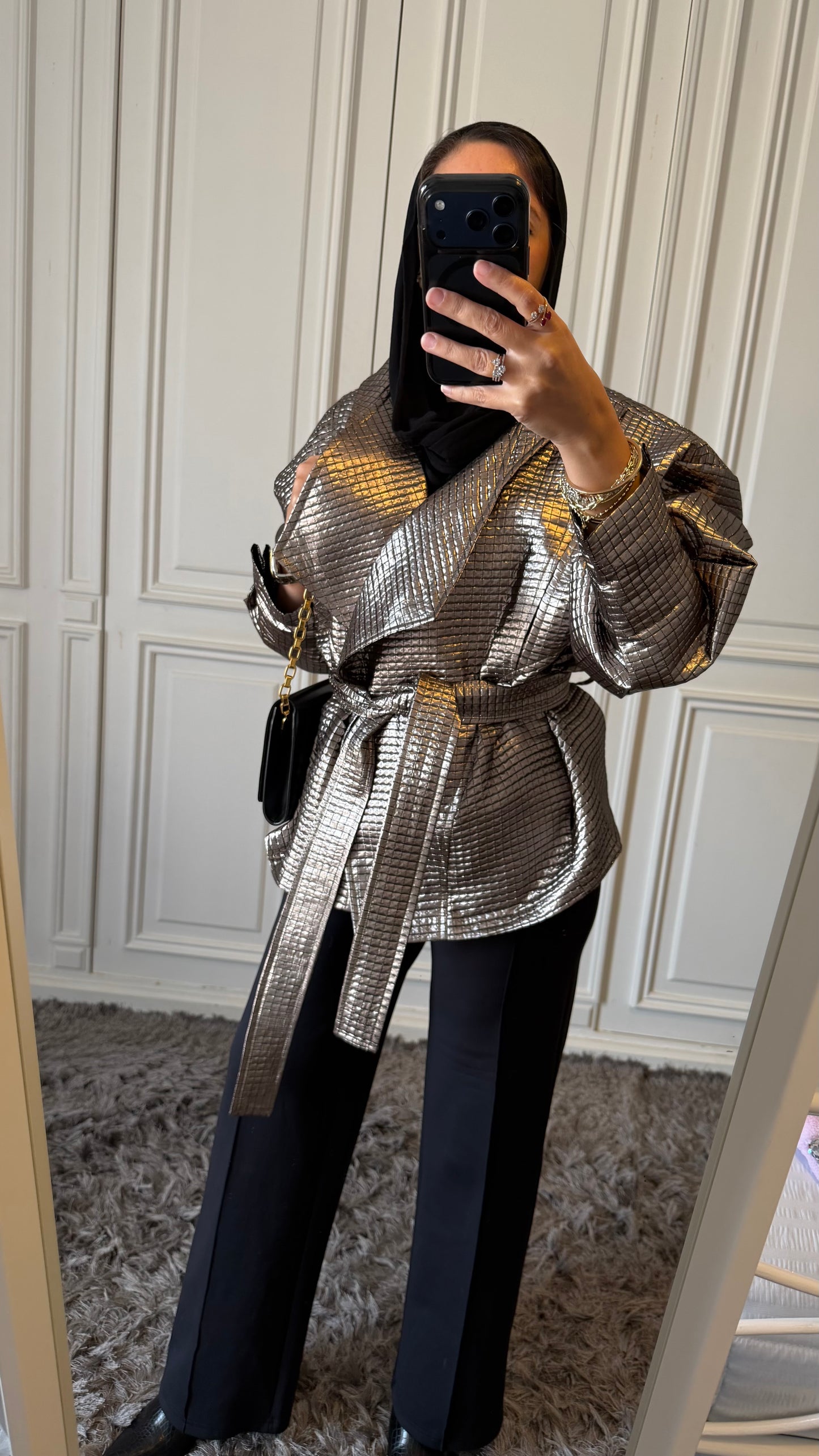 Champagne Brocade Long Jacket
