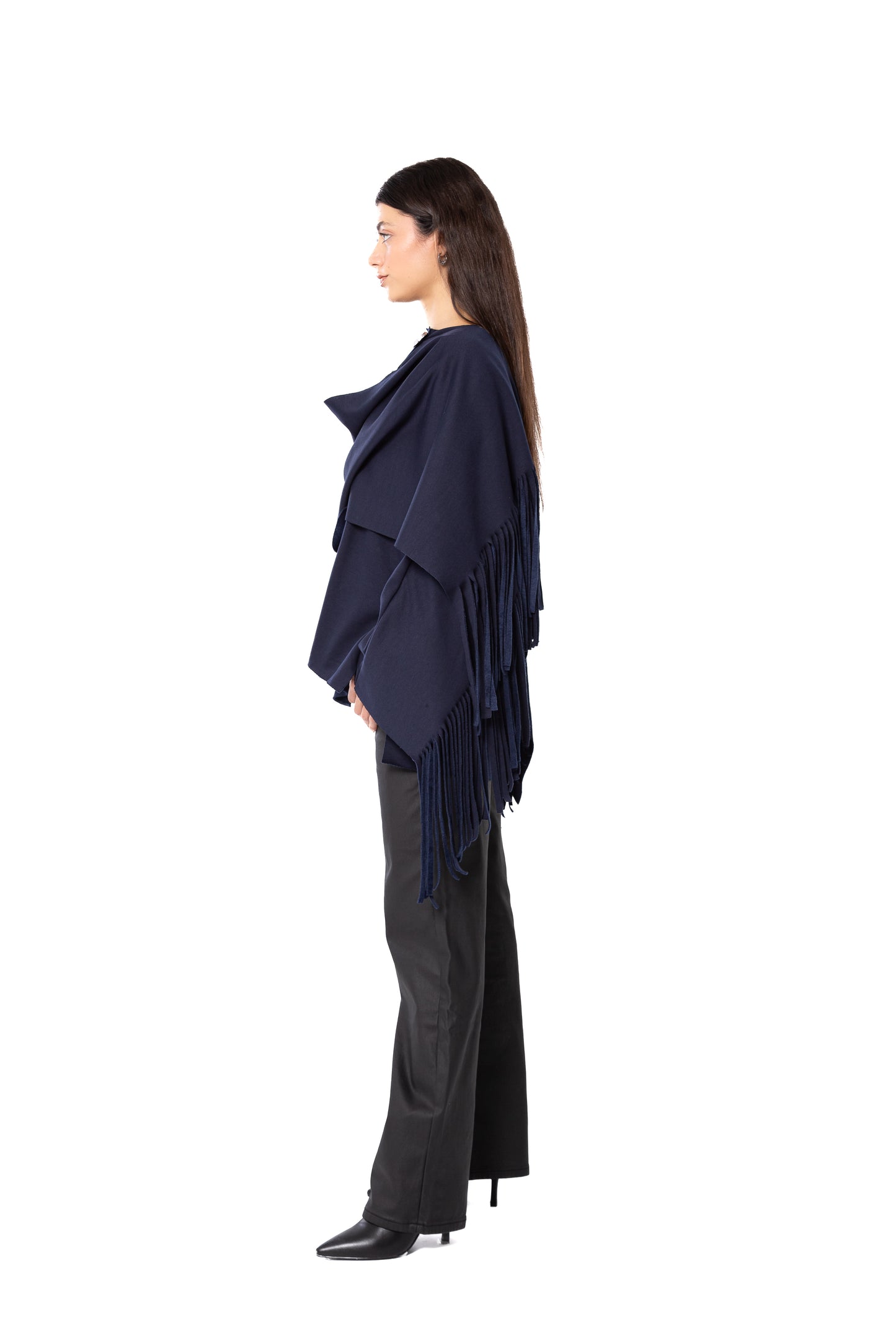 Navy Blue Fringed Cardigan