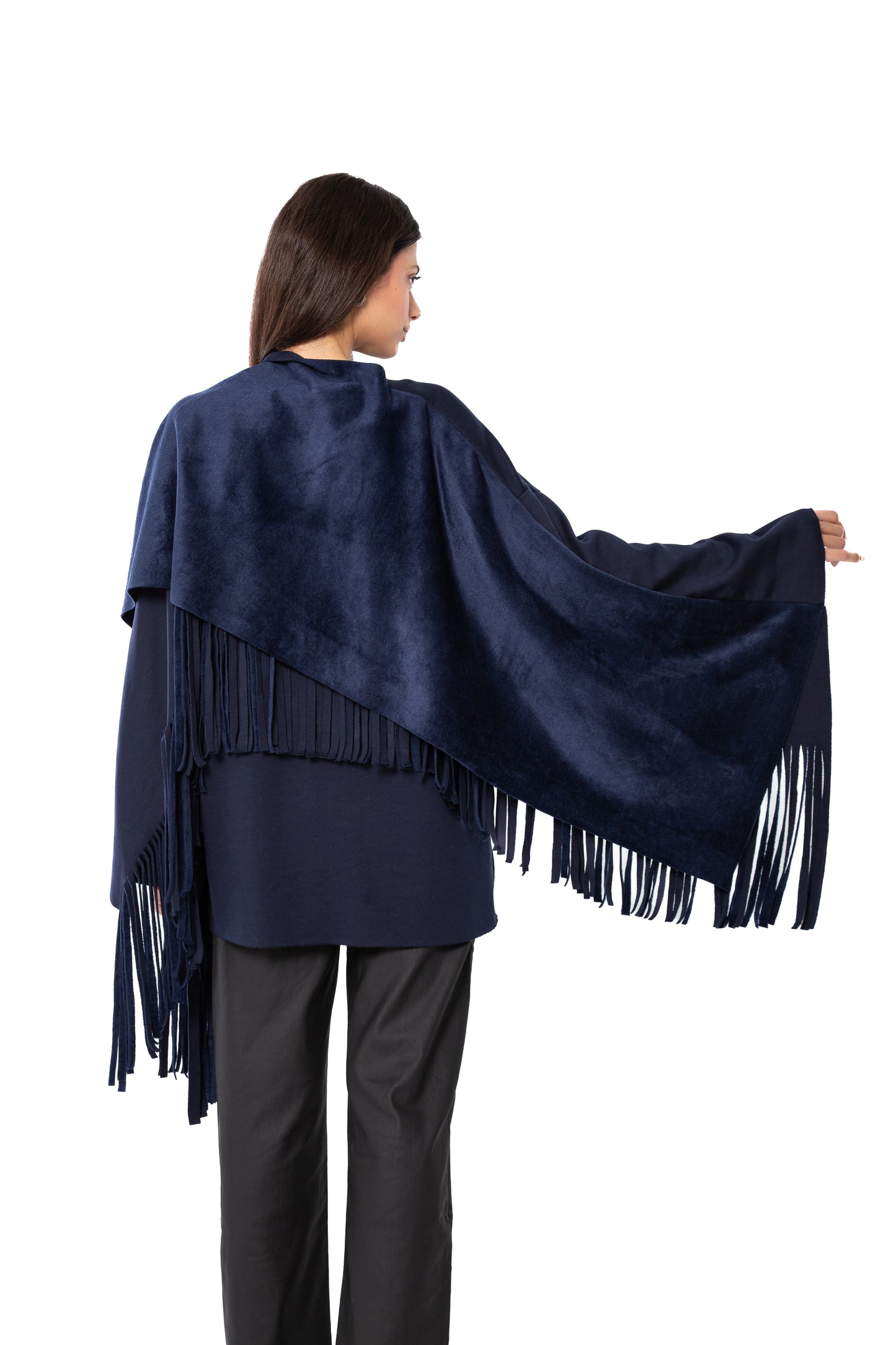 Navy Blue Fringed Cardigan