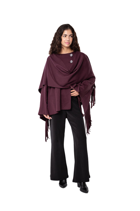 Burgundy Fringed Cardigan