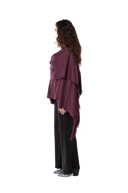 Burgundy Fringed Cardigan