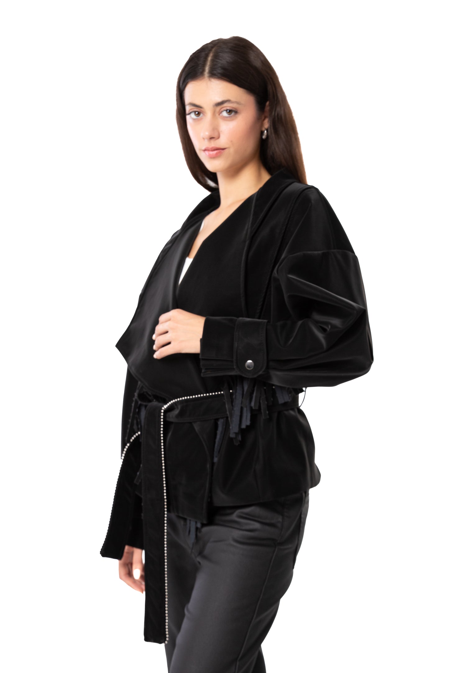 Black Faux leather Bomber Jacket