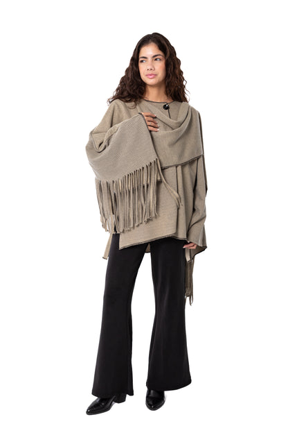 Beige Fringed Cardigan