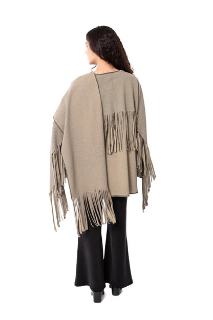 Beige Fringed Cardigan