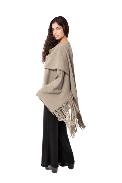 Beige Fringed Cardigan