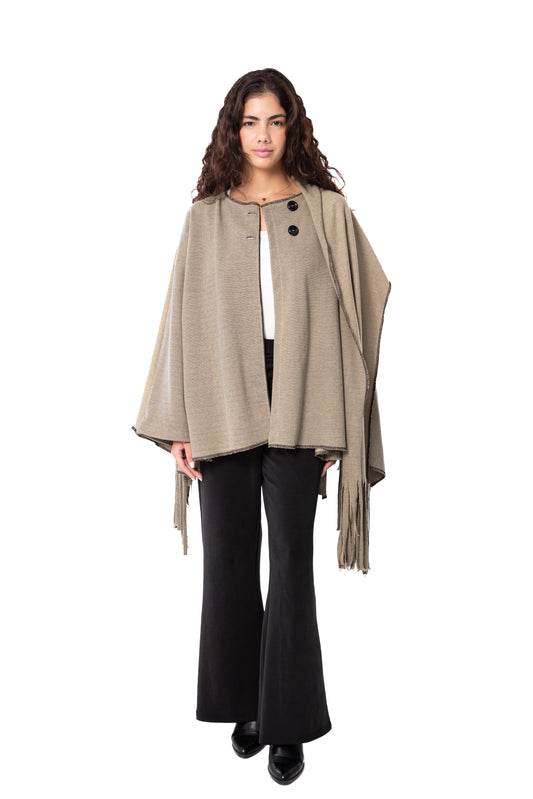 Beige Fringed Cardigan