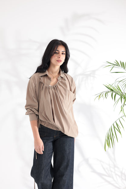 Tie-Up Beige Shirt