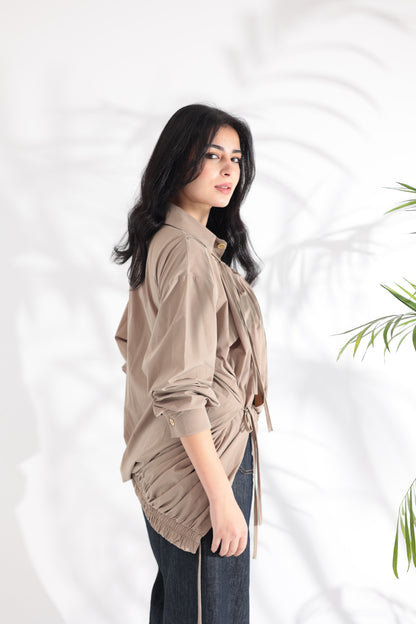 Tie-Up Beige Shirt
