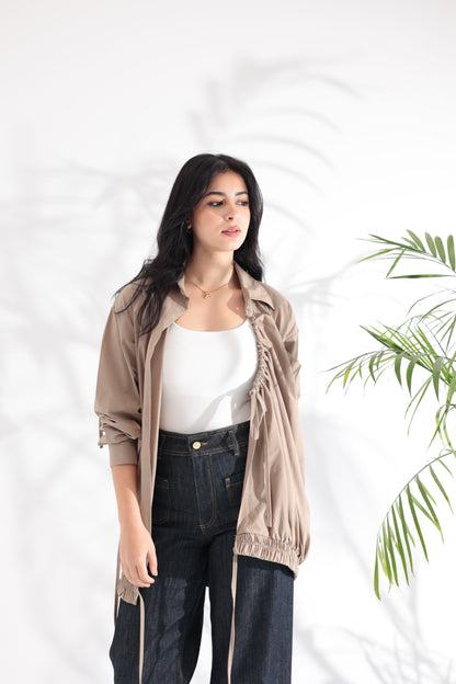 Tie-Up Beige Shirt