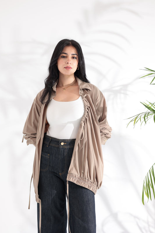 Tie-Up Beige Shirt