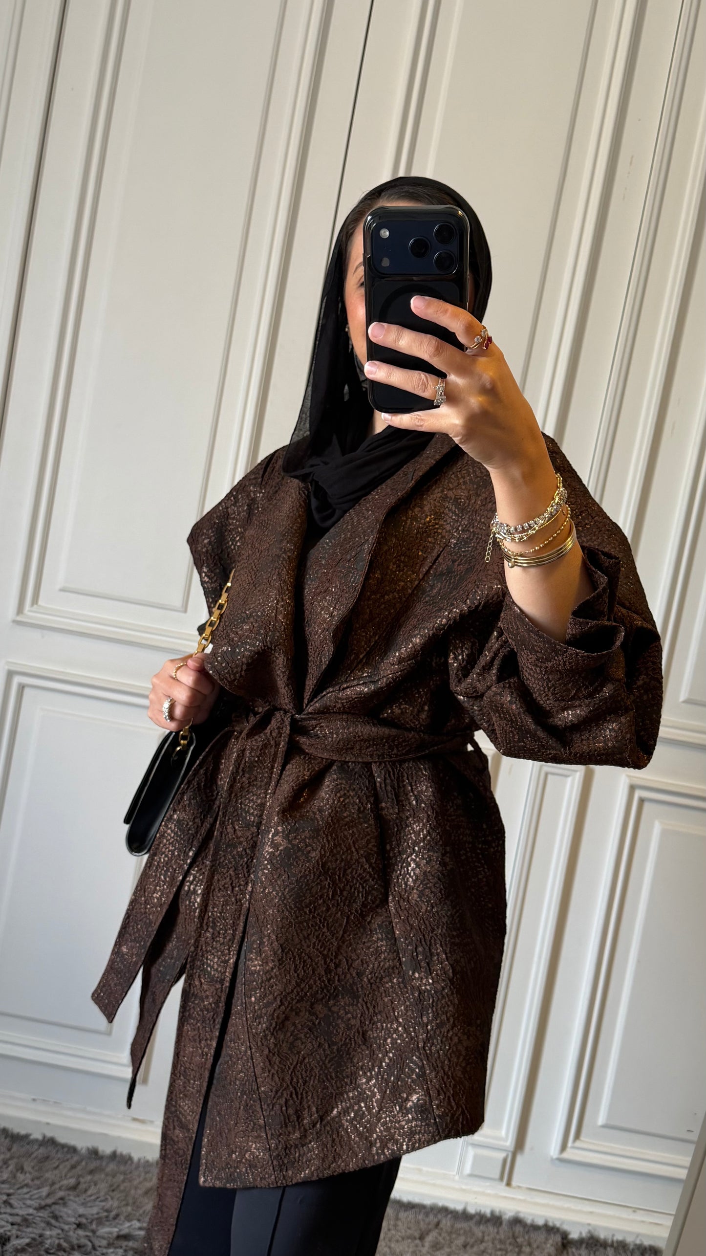 Brown Brocade Long Jacket