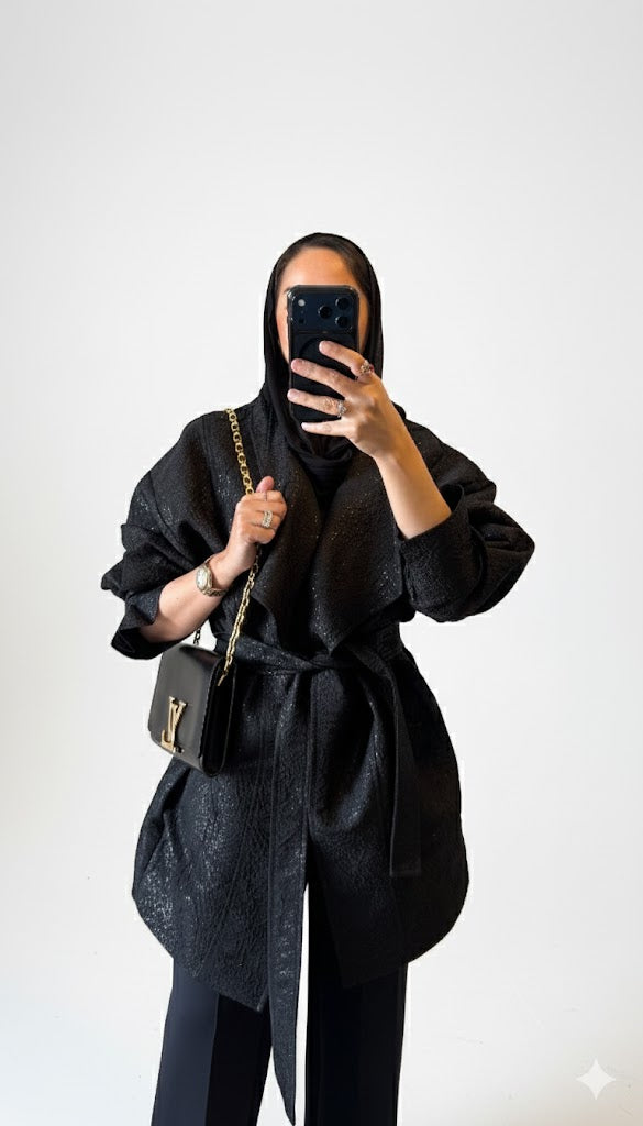 Black Brocade Long Jacket