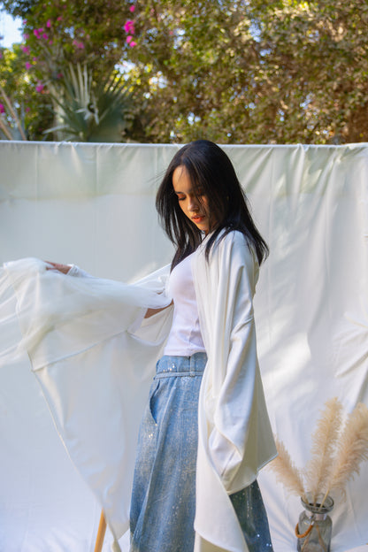 Tulle Cardigan  - Off White