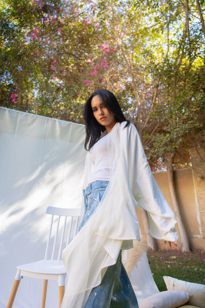 Tulle Cardigan  - Off White