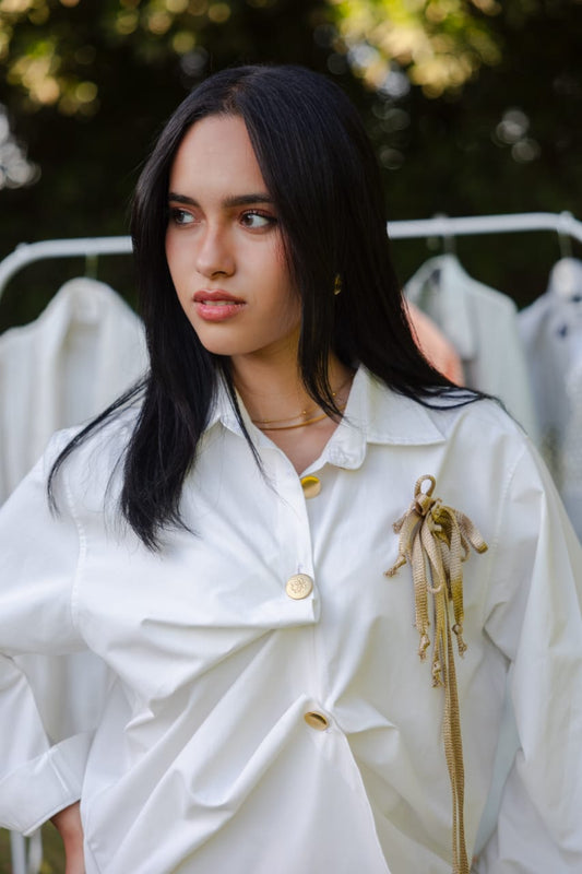 Golden Bow Poplin Shirt