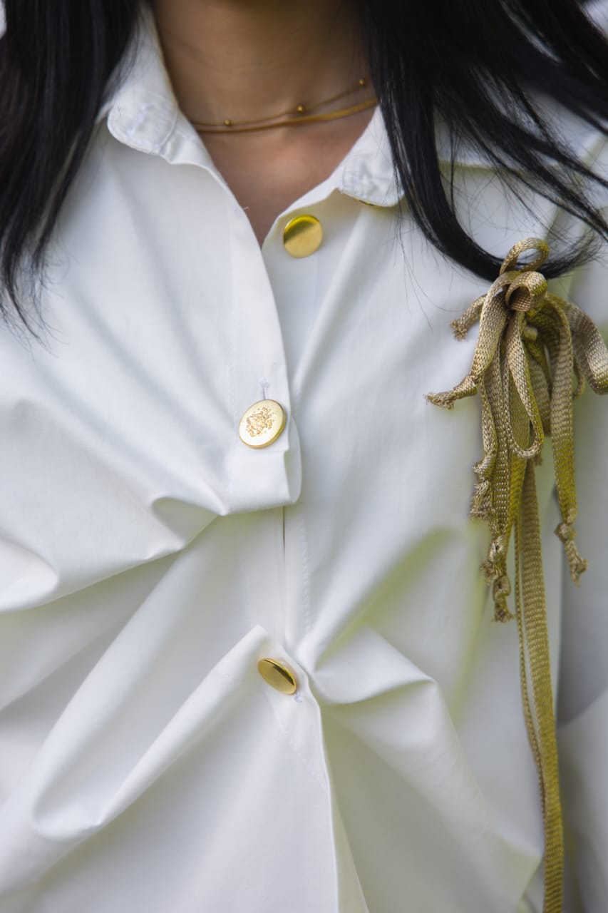 Golden Bow Poplin Shirt