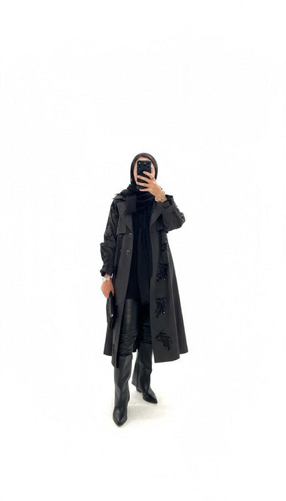 Grey Denim Trench