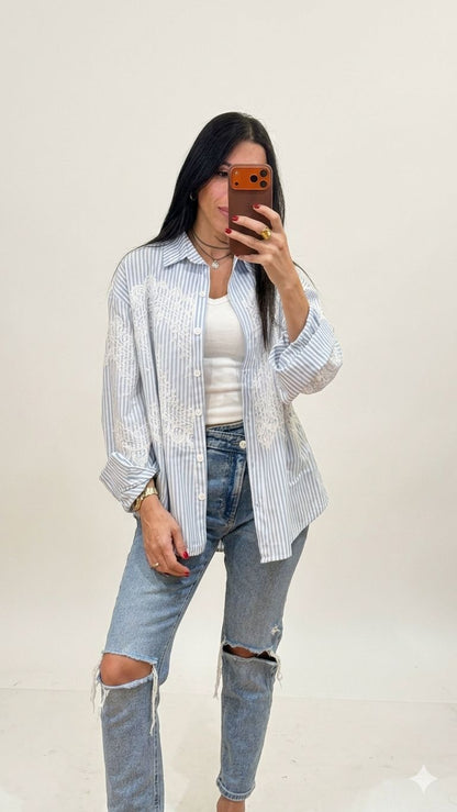 Stripes Light Blue Poplin Shirt