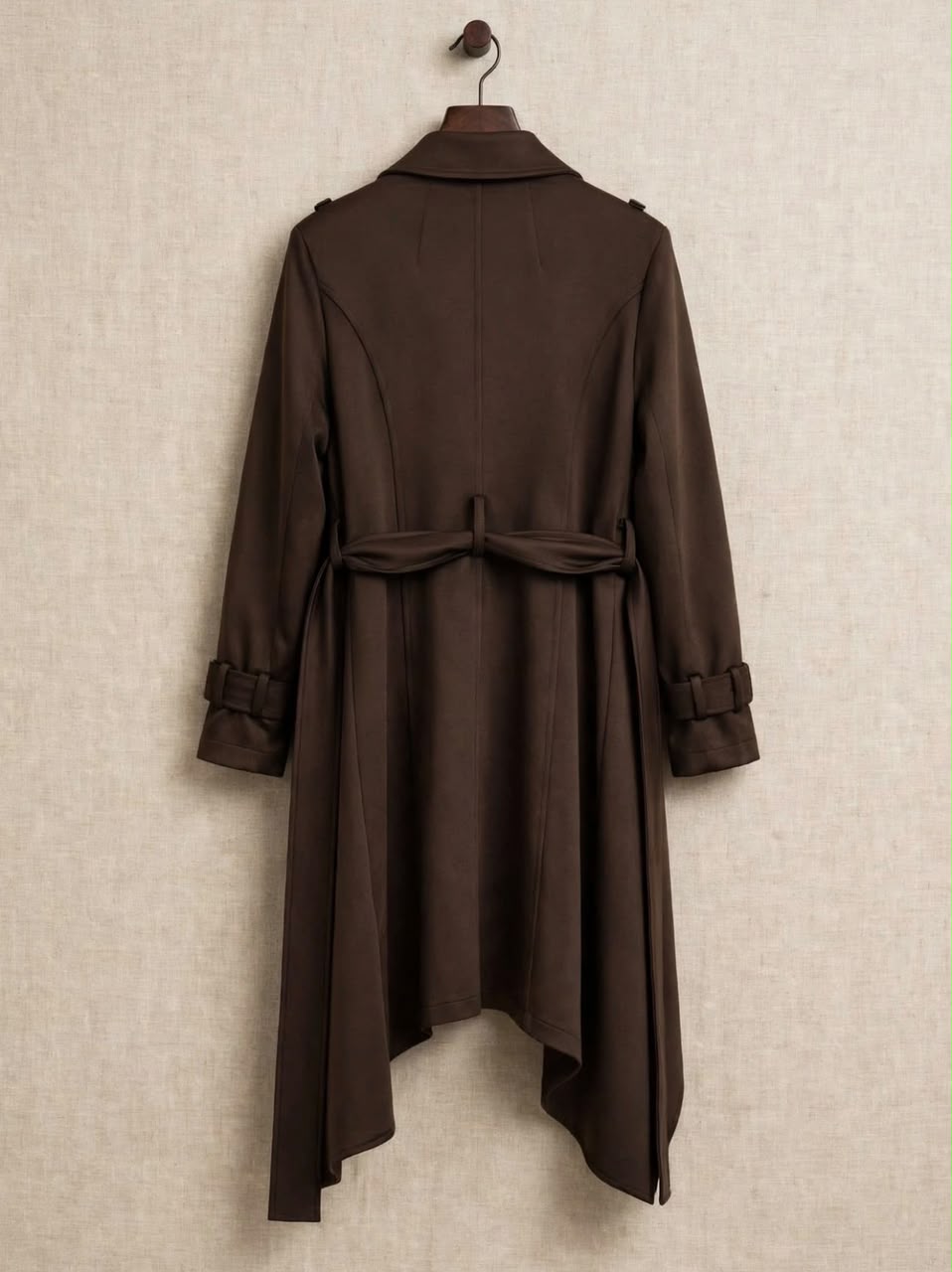 Brown Scuba  High Low  Scarf Jacket