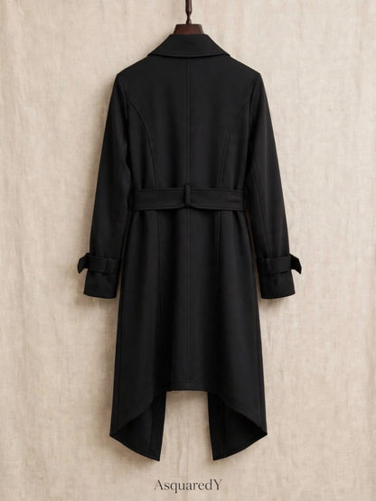 Black Scuba  High Low  Scarf Jacket