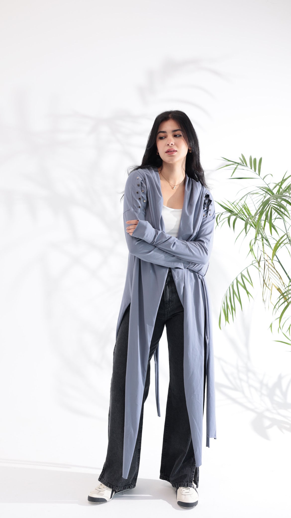 Studded Iron Blue Cardigan